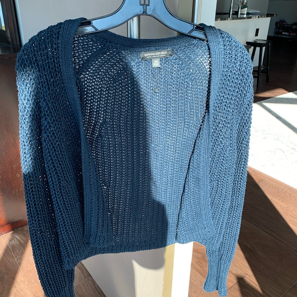 Banana Republic Italian Linen Navy Cardigan